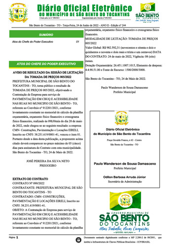 Diário Oficial - Edição Nº 244