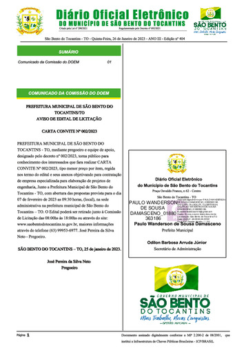 Diário Oficial - Edição Nº 404