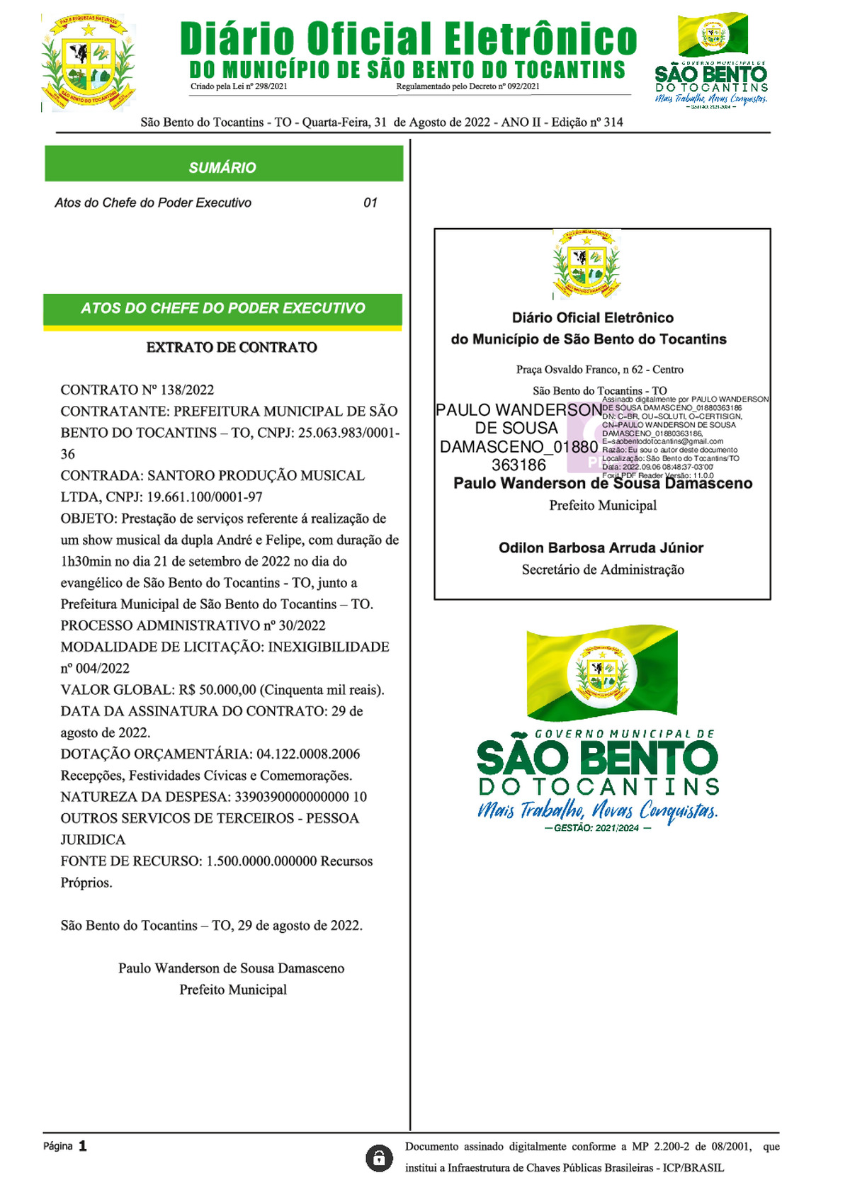 Diário Oficial - Edição Nº 314