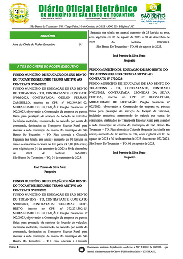 Diário Oficial - Edição Nº 567