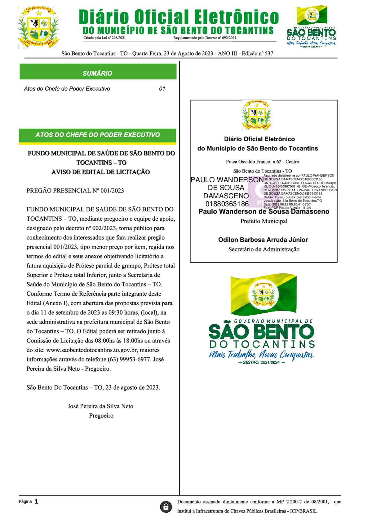 Diário Oficial - Edição Nº 537