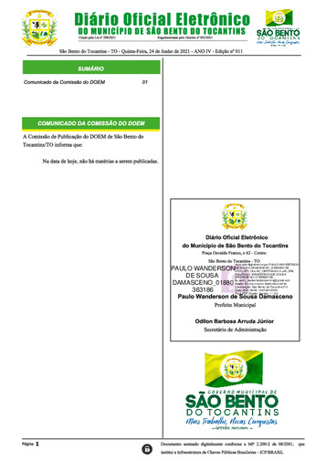 Diário Oficial - Edição N° 011