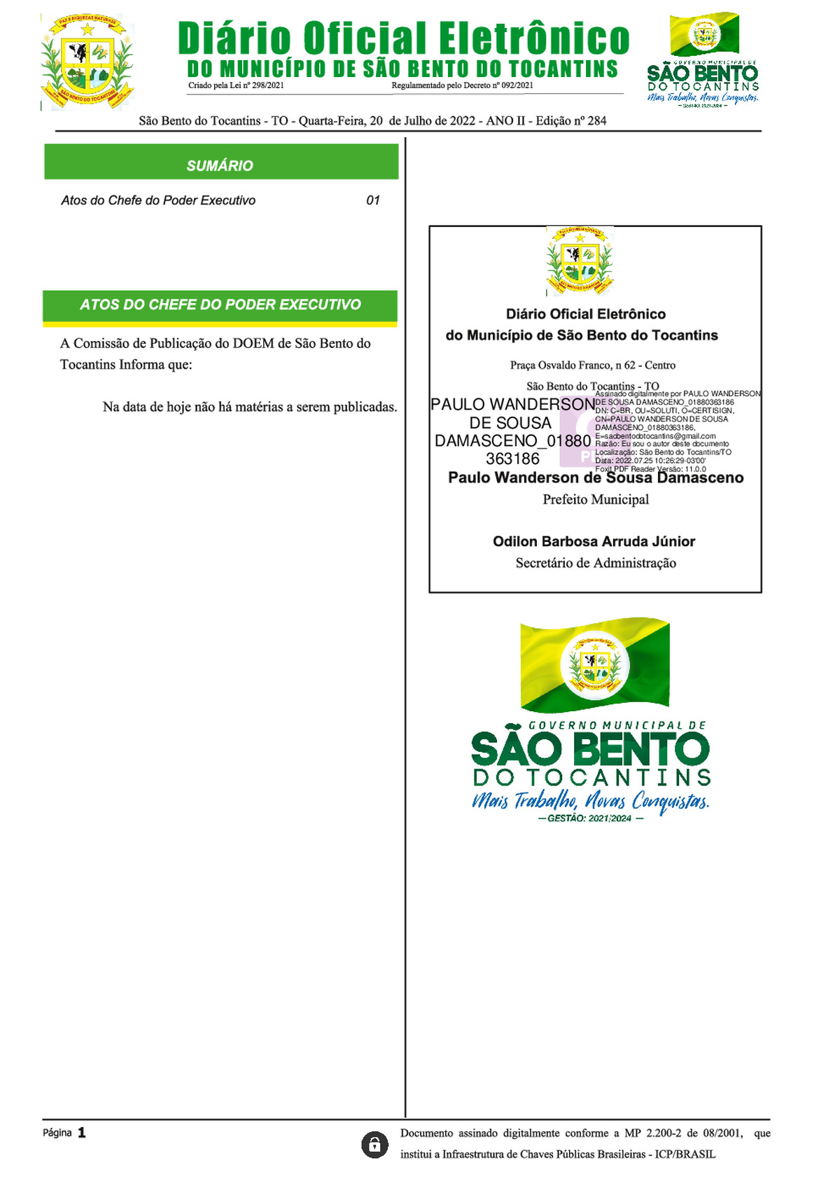 Diário Oficial - Edição Nº 284