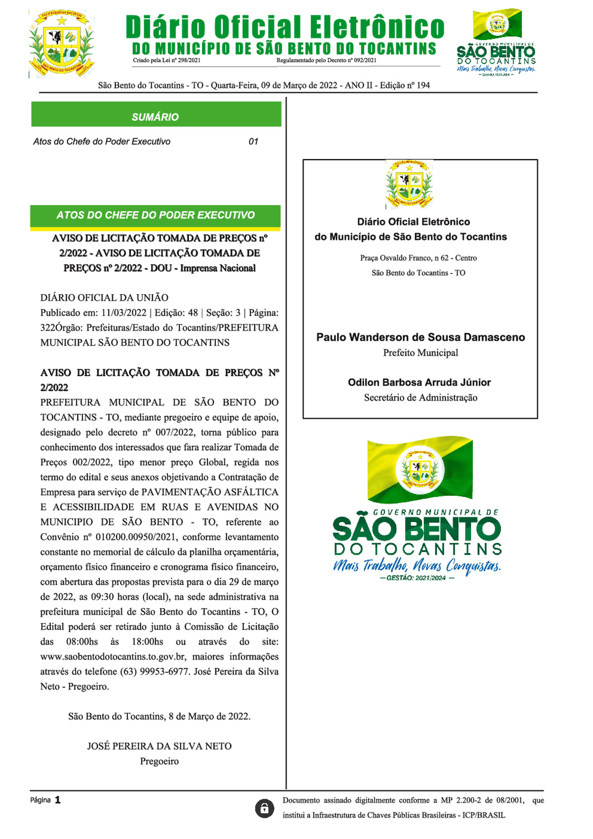 Diário Oficial - Edição Nº 194