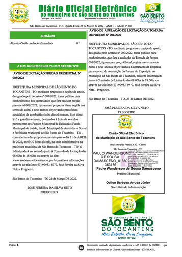 Diário Oficial - Edição Nº 204