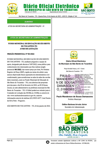 Diário Oficial - Edição Nº 164