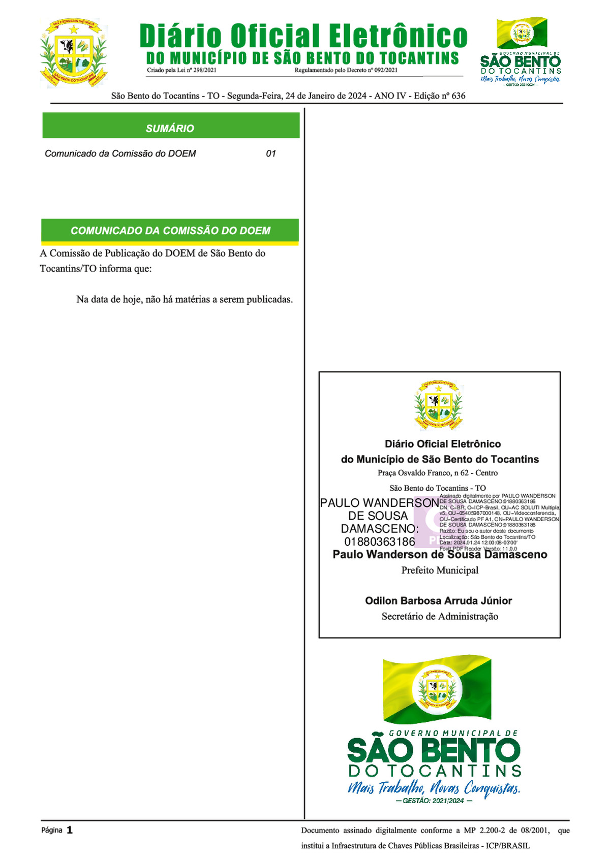 Diário Oficial - Edição Nº 636