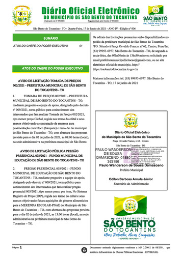 Diário Oficial - Edição N° 006