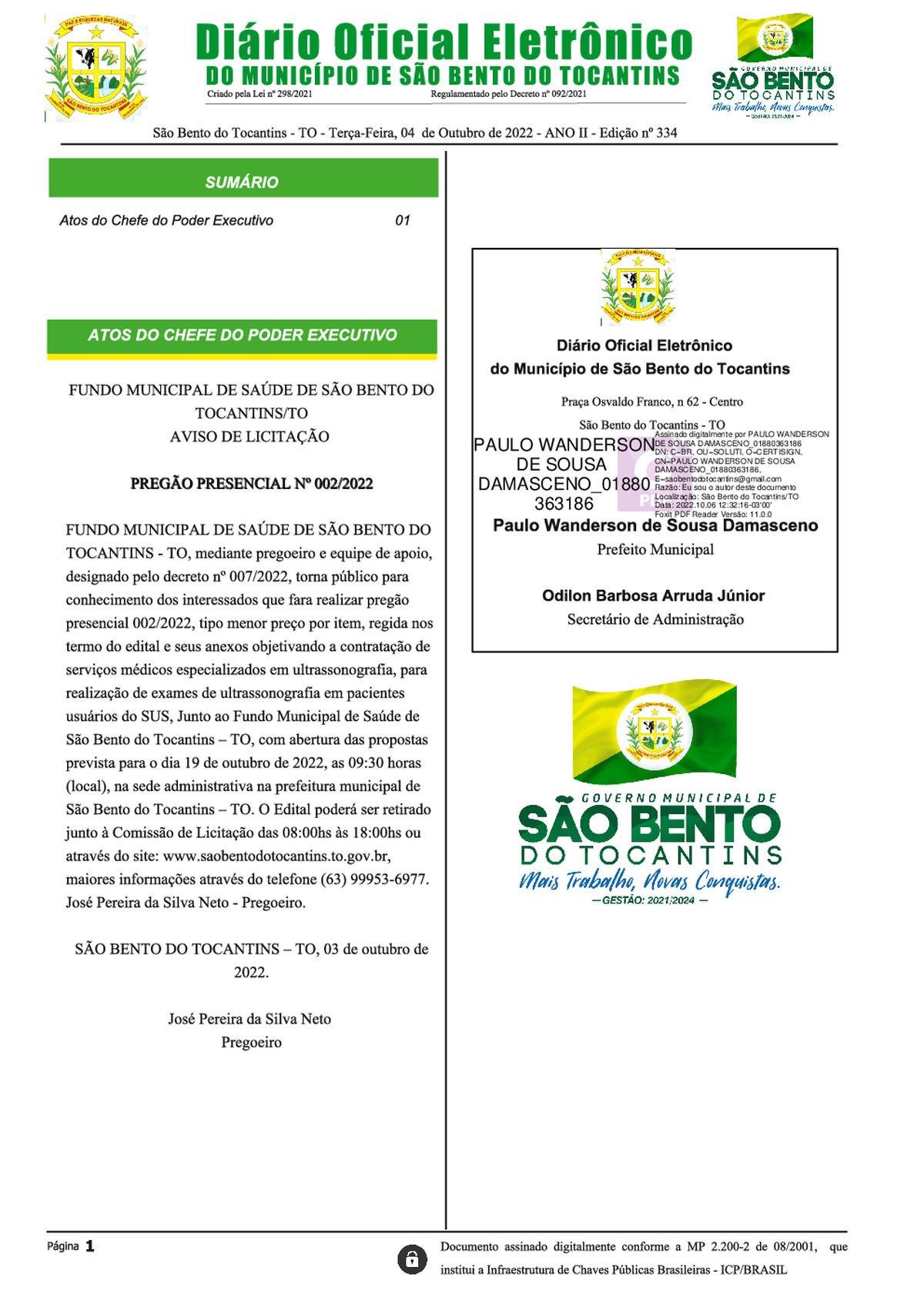 Diário Oficial - Edição Nº 334