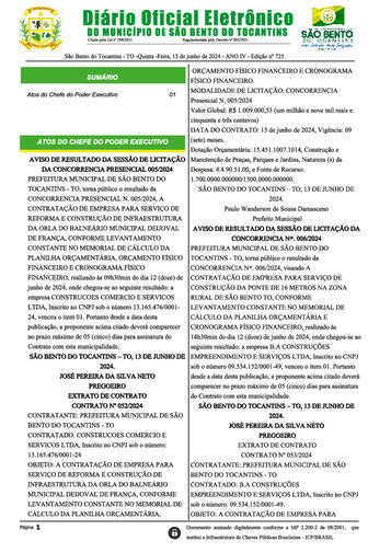 Diário Oficial - Edição Nº 725