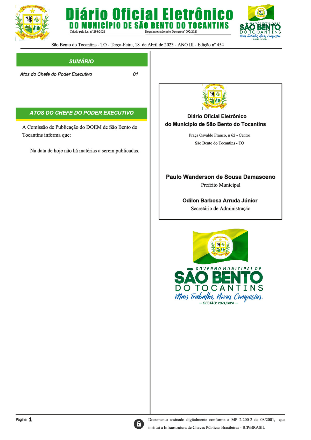 Diário Oficial - Edição Nº 454