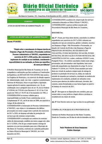 Diário Oficial - Edição Nº 143
