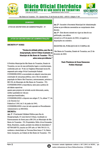 Diário Oficial - Edição N° 184