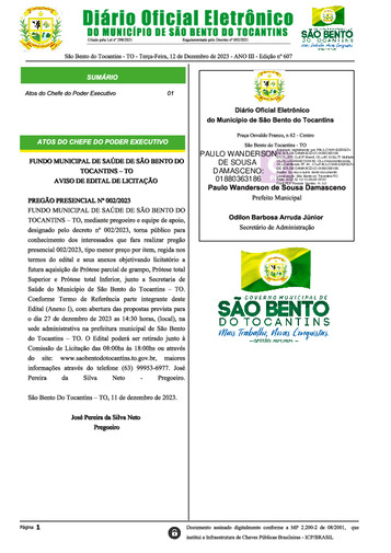 Diário Oficial - Edição Nº 607