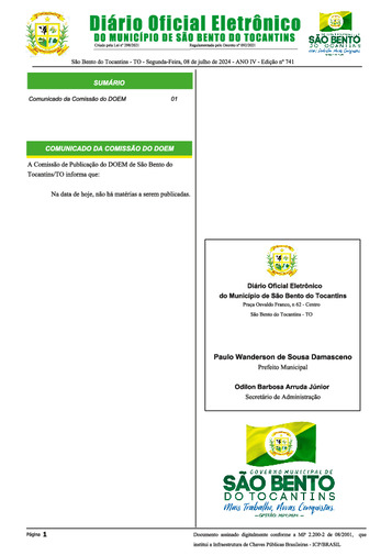 Diário Oficial - Edição Nº 741