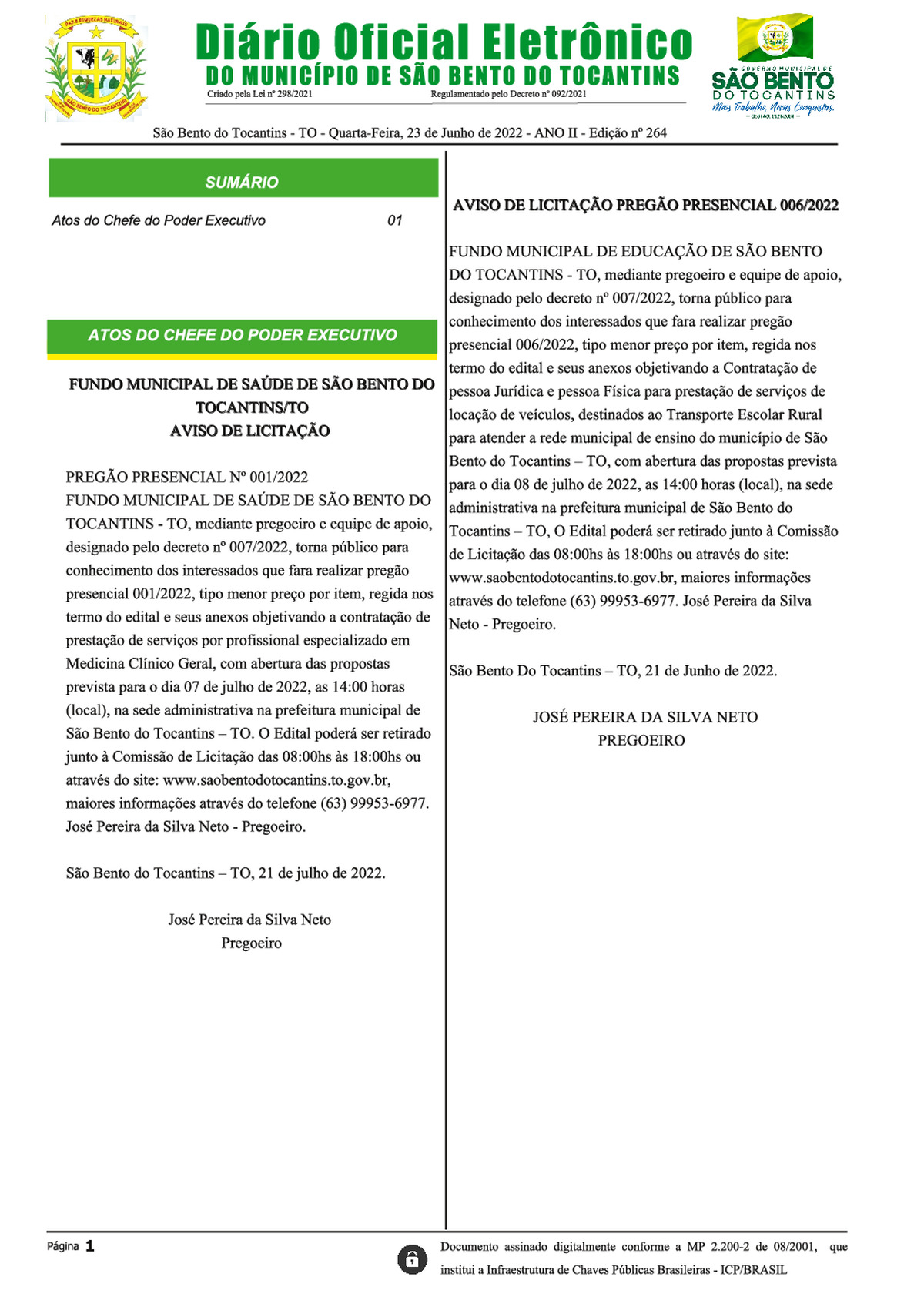 Diário Oficial - Edição Nº 264