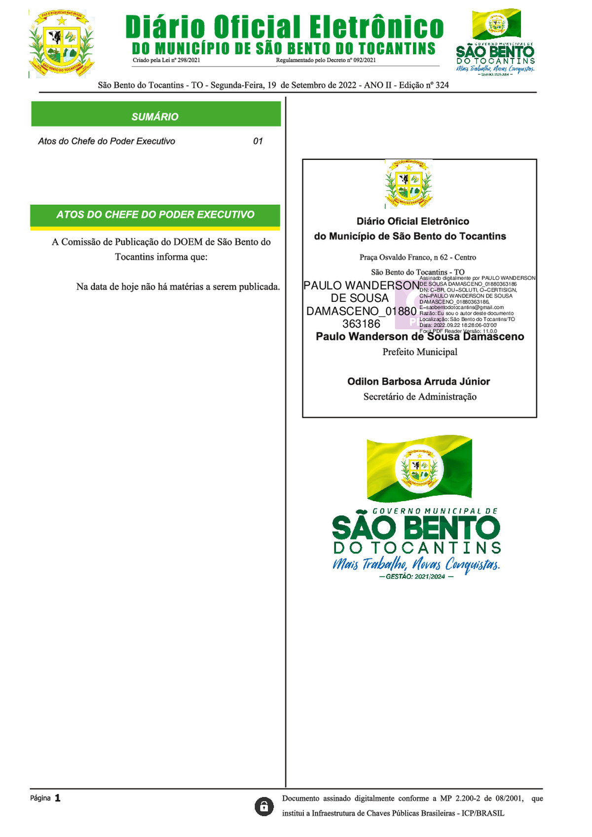 Diário Oficial - Edição Nº 324