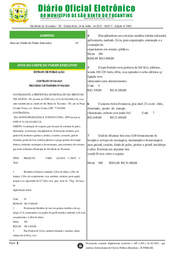 Diário Oficial - Edição N° 1009