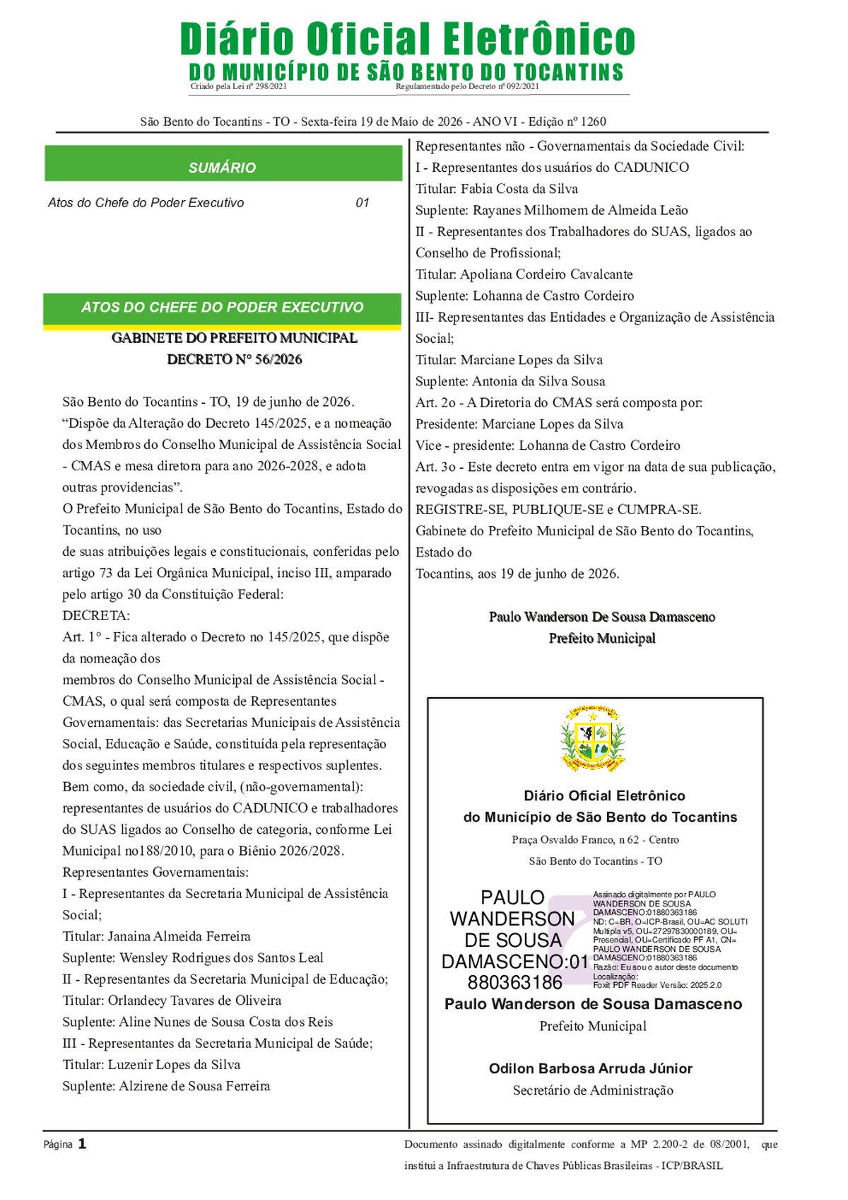 Diário Oficial - Edição N°1260